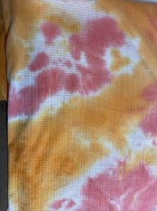 Bulgary Rayon Crepon Yellow/Coral Tie Dye Premium Fabric By The Yard Poly Blend - Picture 1 of 3