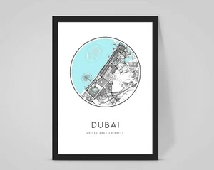 Personalised DUBAI CITY Map ANY CITY/COUNTRY Travel poster artwork gift - Picture 1 of 4