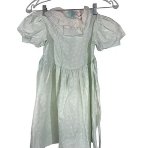 CEIL AINSWORTH - GIRLS 5 - GREEN SHORT SLEEVE WHITE COLLARED TIES IN BACK DRESS - Picture 1 of 8