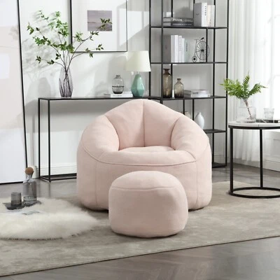 Pink Bean Bag Sofa Chair High Pressure Foam Bean Bag Chair Adult Material - Image 1 of 4