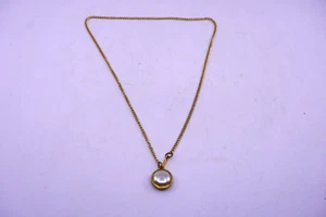 Jelly Belly Faux Pearl Necklace Gold Tone Jewelry Vintage Flower Accent - Picture 1 of 5