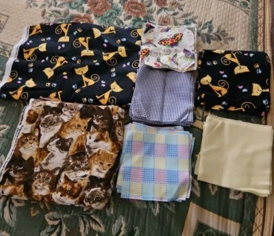 95 Flannel Squares 6" Mix Pats & 2 Flannel Cat Fabrics Mixed Sizes Read  - Image 1 of 4