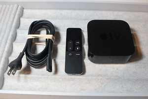 Used Apple TV 4th Generation Black Model A1625 w Remote & Power Cord GUC Tested - Picture 1 of 12