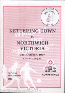 Conferencia Vauxhall 1987/88 Kettering Town V Northwich Victoria 31-10-1987 - Imagen 1 de 1