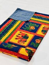 Handblocked Printed Handmade kantha Indian Print Light Weight Cotton Bedspread