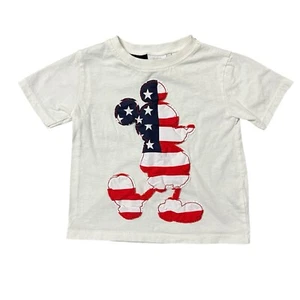 Zara Disney Mickey Mouse Shirt Kids 9-12 Month Embroidered USA Flag Patriotic - Picture 1 of 8