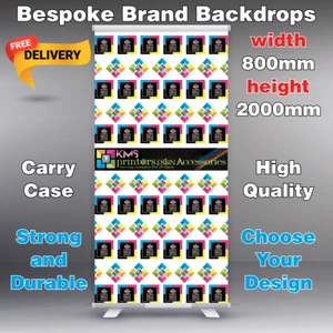 Roller Banner Backdrop Pop Up Display Stand - Step and Repeat Logo Icons - Picture 1 of 4