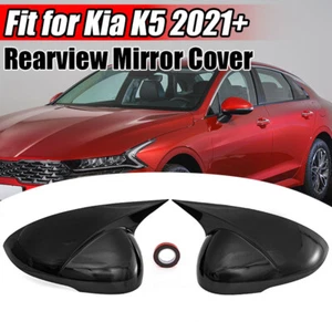 Gloss Black For KIA K5 2020-23 Horn Style Rear View Wing Side Mirror Cover Cap - Bild 1 von 11