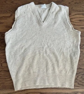 Vintage LL Bean 100% Lammwolle Pullover Weste Herren Extra Large XL Beige Haferflocken - Bild 1 von 6