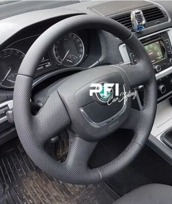Lenkrad beziehen mit Leder für Skoda Octavia 2 Bj. 2009-2012 NEU LEDER - PFI - Bild 1 von 4