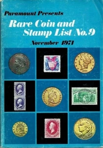 RARE COIN AND STAMP LIST NO 9 NOV 1971 CATALOG PARAMOUNT INT CORP DAVID AKERS - Picture 1 of 1