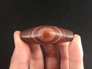 Collectible Rare Tibetan Natural Agate *Sky Eyed* DZi Bead Pendant A2 - Afbeelding 1 van 9