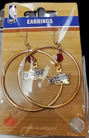 CLEVELAND CAVALIERS EARRINGS TEAM 2" HOOP COLOR BEAD DANGLE STYLE WITH HOOP Cover