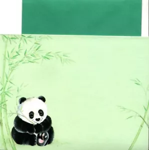 Vintage Panda Bear & Bamboo Blank Note Cards By Hallmark - Set of 5 - Picture 1 of 2