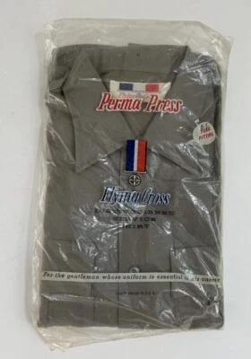 Flying Cross Vintage Military Gray Grey Uniform SS Shirt Size M USA Union Made - Image 1 of 4