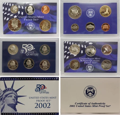 2002-S Proof Set US Mint Original Government Packaging Box & COA Cover