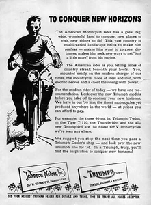1956 Triumph T-110 Tiger Motorcycle "Conquer New Horizons" Original Ad  - Bild 1 von 1
