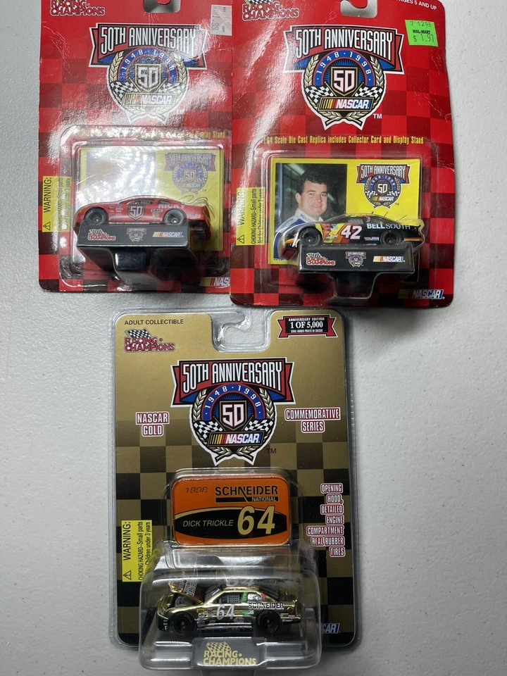 Lot Of 3 Diecast Racing Champions 50th Anniversary Gold Dick Trickle 64 Ricky 50 - Image 1 of 4