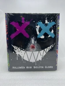 Halloween LED Mask With Light Up Skeleton Gloves SET Party Cosplay Costume -NEW - Picture 1 of 8