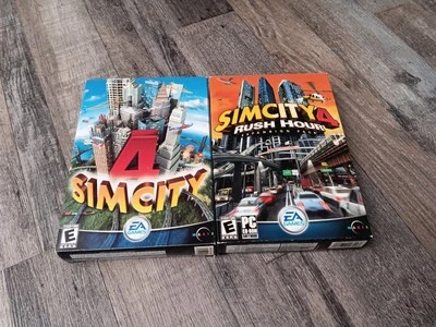 SimCity 4 & Rush Hour Expansion Pack Lot Of 2 Big Box PC Video Games Complete  - Image 1 of 4