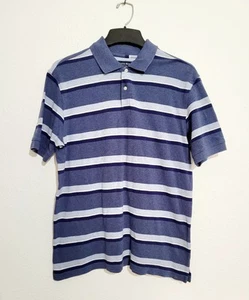 Vintage Austin Reed Polo Shirt Men's Size Medium Blue Striped Golf 100% Cotton - Picture 1 of 8