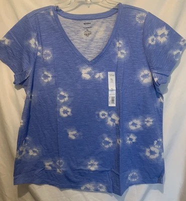 Sonoma XL Pullover Sky Blue Tie Dye Knit Top, v neck, short sleeves - NWT - Image 1 of 3