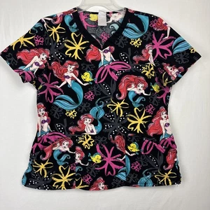 Disney Arielle kleine Meerjungfrau Scrub Top Damen XL - Flunder Meer schwarz pink blau - Bild 1 von 10