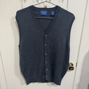 Vintage Pendleton Grandpa Sweater Mens S Gray Virgin Wool Cardigan Made in Italy - Picture 1 of 10