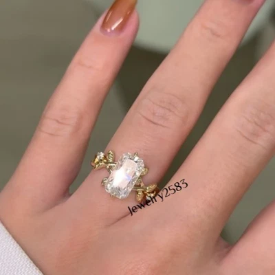 Certified Lab Grown Diamond Baguette Engagement Ring Her Real 10K Yellow Gold - Image 1 of 4