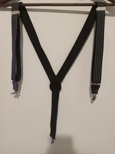 Suspender Store Suspenders Y Back 5' 9" to 6' 1" Height Black & Gray Striped - Picture 1 of 1