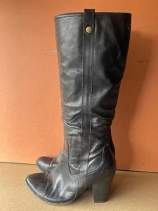 Call It Spring Women's Black Leather Zip/Heeled Knee High Boots UK 7 EUR 40 -A34 - Picture 1 of 10