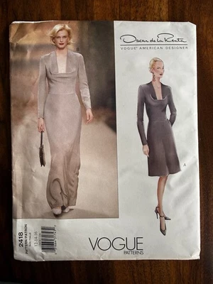 New Vogue Designer Pattern 2418 by Oscar de la Renta Evening Gown, 12-16 - Image 1 of 3