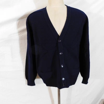 Pringle of Scotland Mens S Lambswool Sweater Cardigan Navy Blue Grandpa - Image 1 of 4