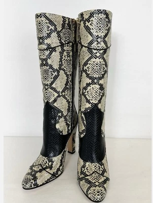 Nuevas botas Gucci para mujer beige negro pitón cuero 39.5/US 9.5 699416 9777 Foto 1 de 4