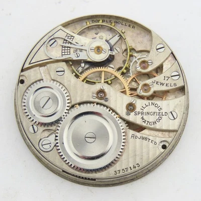 Movimiento Reloj Bolsillo Illinois 16 Talla 15 Joya Cara Abierta Caza Foto 1 de 4