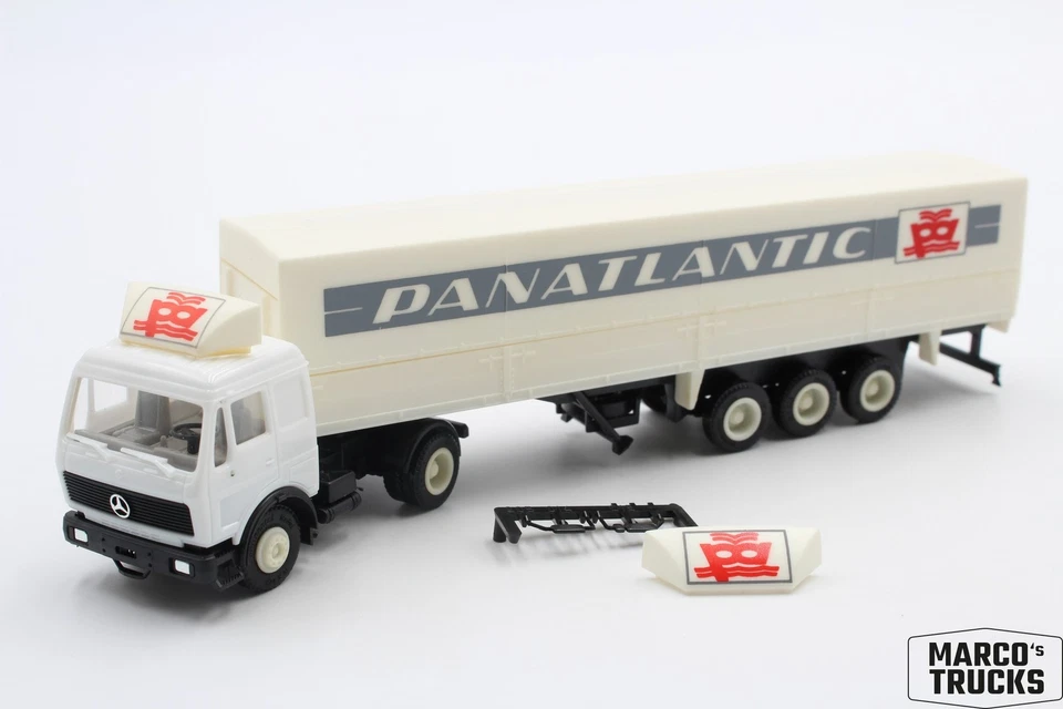 Herpa MB Mercedes NG semitrailer white/red "Panatlantic" 1:87 /H25861 - Image 1 of 1