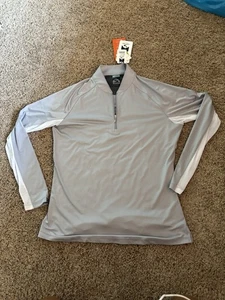 STORM CREEK WOMENS Medium 1/4 ZIP PULLOVER Gray White New - Picture 1 of 5