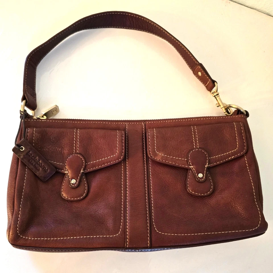 Bolso de Hombro Boho Vintage Y2K Liz Claiborne Baguette Cuero Marrón Cremallera Superior Foto 1 de 4