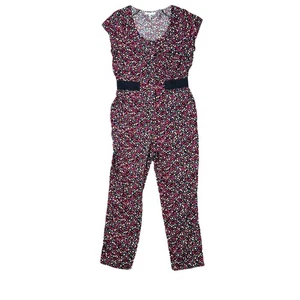 French Connection Sz. 10 Black with Pink Floral Scoop Neck Relaxed Fit Jumpsuit - Picture 1 of 12