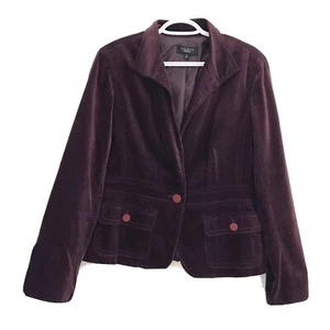 Blazer Talbots Mujer Talla 10 Púrpura Ciruela Botón Único Cierre Frontal Forrado Terciopelo - Imagen 1 de 7