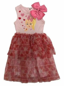 Nickelodeon Jojo Siwa - Girls' Pink & Red Ruffled Heart Dress - Size Large 10/12 - Picture 1 of 7