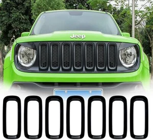7pcs Front Hood Grill Guard Grille Insert Cover Trim for Jeep Renegade 2015-2018 - Picture 1 of 9