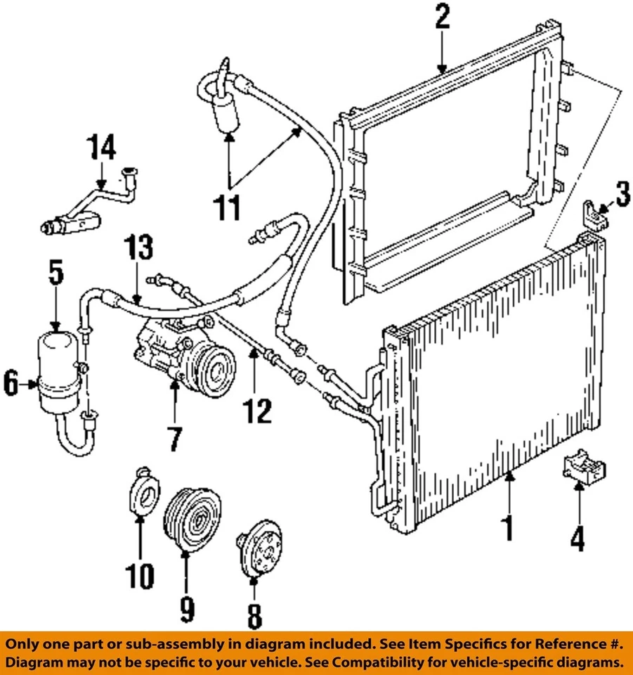 Condensador Ford OEM 91-97 Aerostar, líneas de compresor-polea F1SZ19D784A Foto 1 de 1