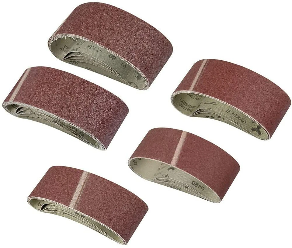 SATC 30 Stück Gewebe-Schleifbänder 75 x 533mm je 6 x K40/60/80/120/180 Bandschleifer