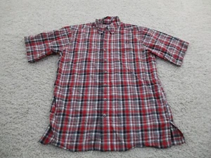 Game Guard Shirt Mens Medium Red Hiking Button Cotton Casual Plaid Outdoor A2 - Picture 1 of 11