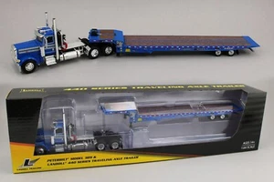 DCP 1:64 *BLUE* Peterbilt 389 Day Cab Semi w/LANDOLL 440 Traveling Axle Trailer - Picture 1 of 9