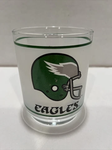 Vintage NFL Philadelphia Eagles Glass Drinkware Football Kelly Green Mobil 80’s Cover