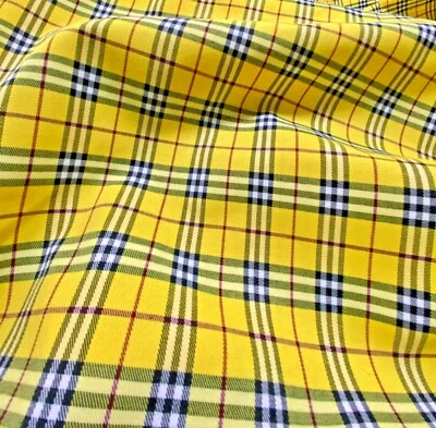 Yellow Plaid Tartan Cotton Woven Fabric BTY GR8 For Kilt Skirts Drape Dress - Image 1 of 3