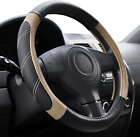 Elantrip Steering Wheel Cover Leather 15 1/2 to 16 Inch Universal Large Soft Gri