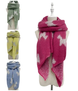 Scottie Perro Estampado Damas Borde Diagonal Lana Bufanda Mujeres Invierno Cálido Chal 7875 - Imagen 1 de 9